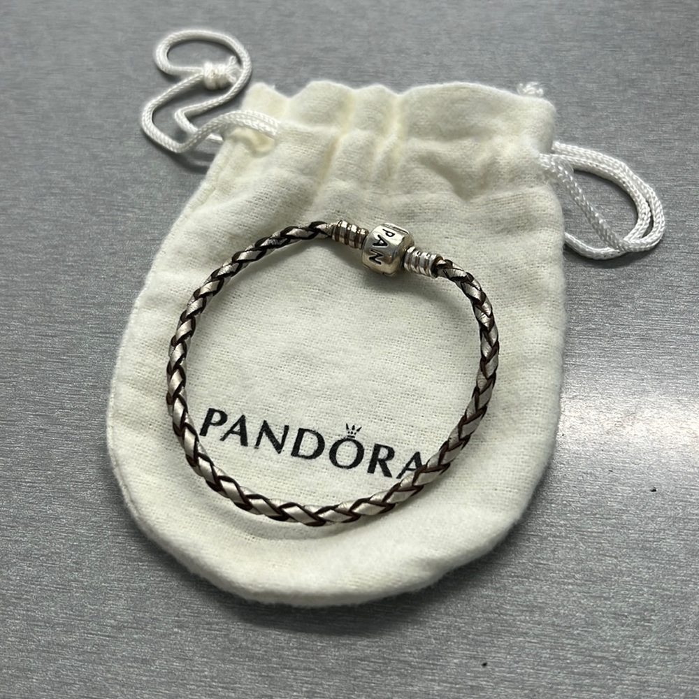 Pandora braid leather bracelet